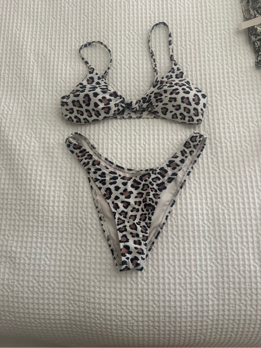 Leopard Print Bikini Set - White/Tan